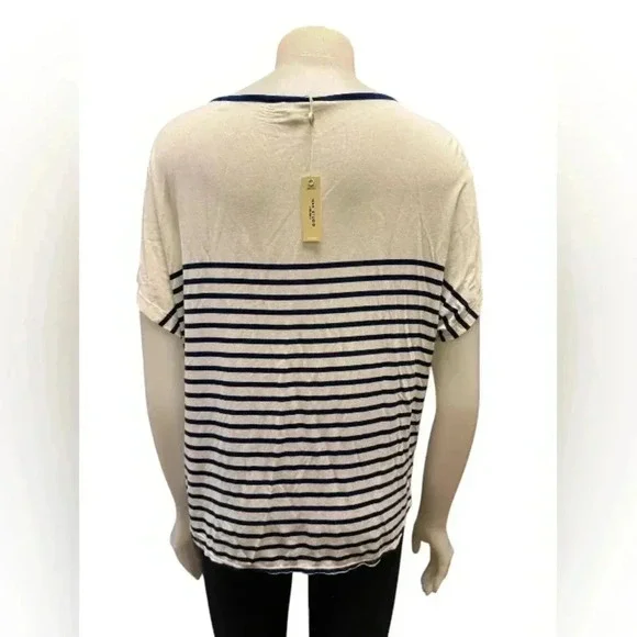 Max Studio NWT Shirt Short Sleeve White/Blue Size Small - Picture 2 of 8